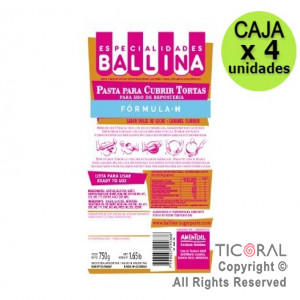 COBERTURA P/TORTA FORMULA H 3KG BLANCA DULCE DE LECHE BALLINA 4 x 1